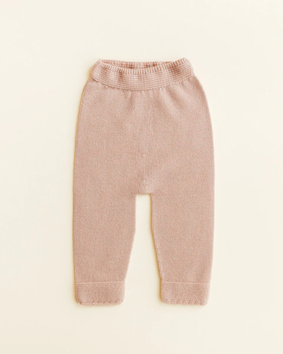 Pantalon tricoté en laine abricot