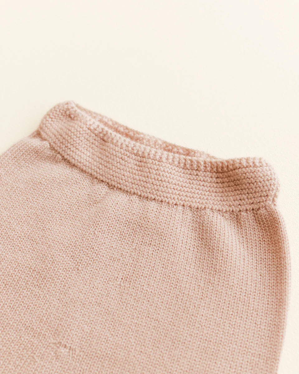 Pantalon tricoté en laine abricot