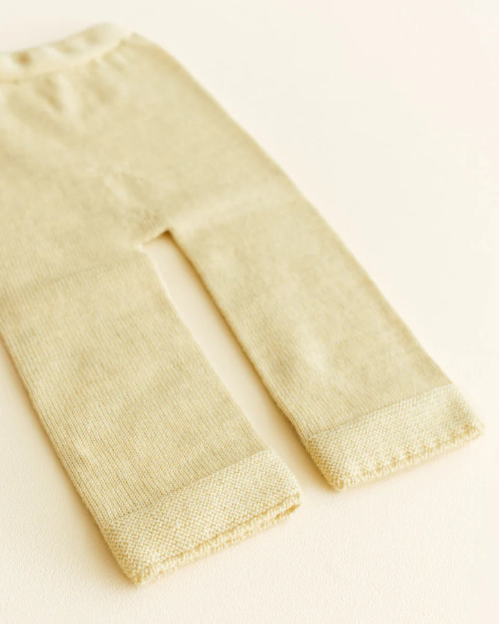 Pantalon tricoté en laine Jaune pâle