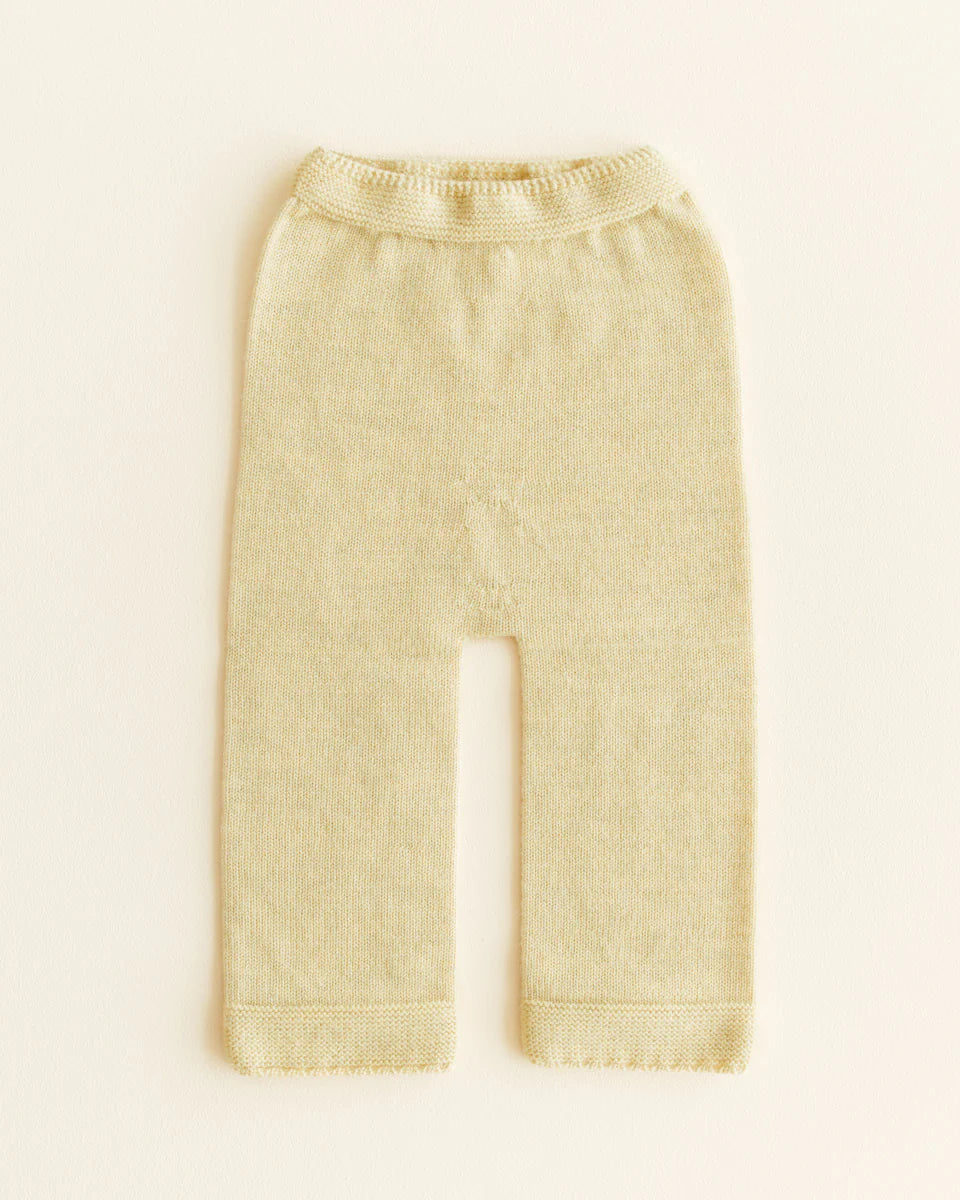 Pantalon tricoté en laine Jaune pâle