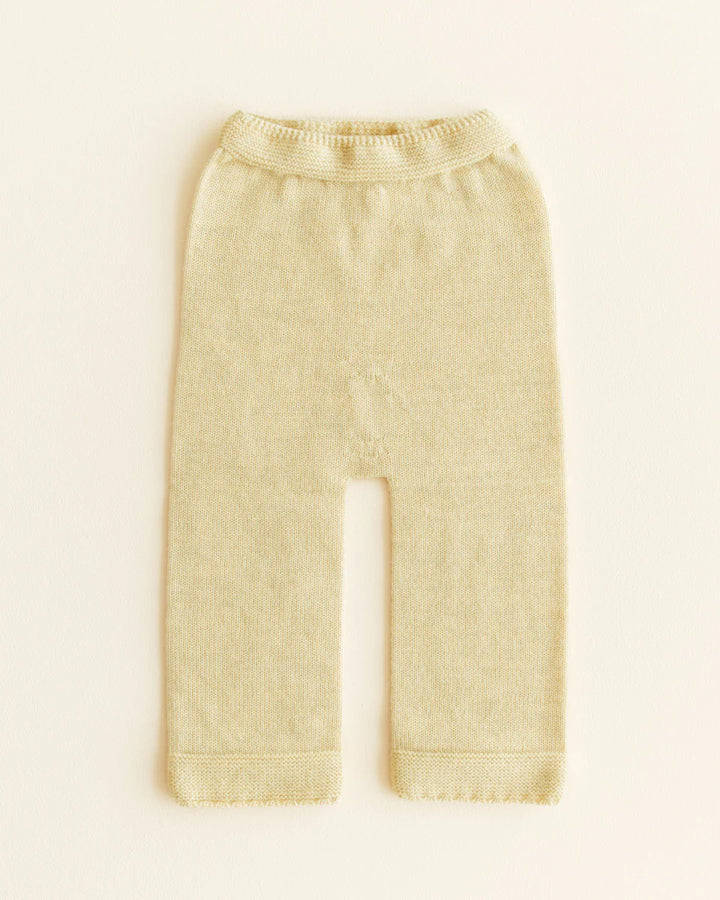 Pantalon tricoté en laine Jaune pâle