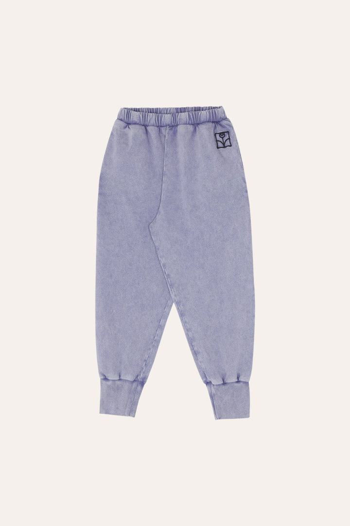 Pantalon jogging en coton bleu délavé