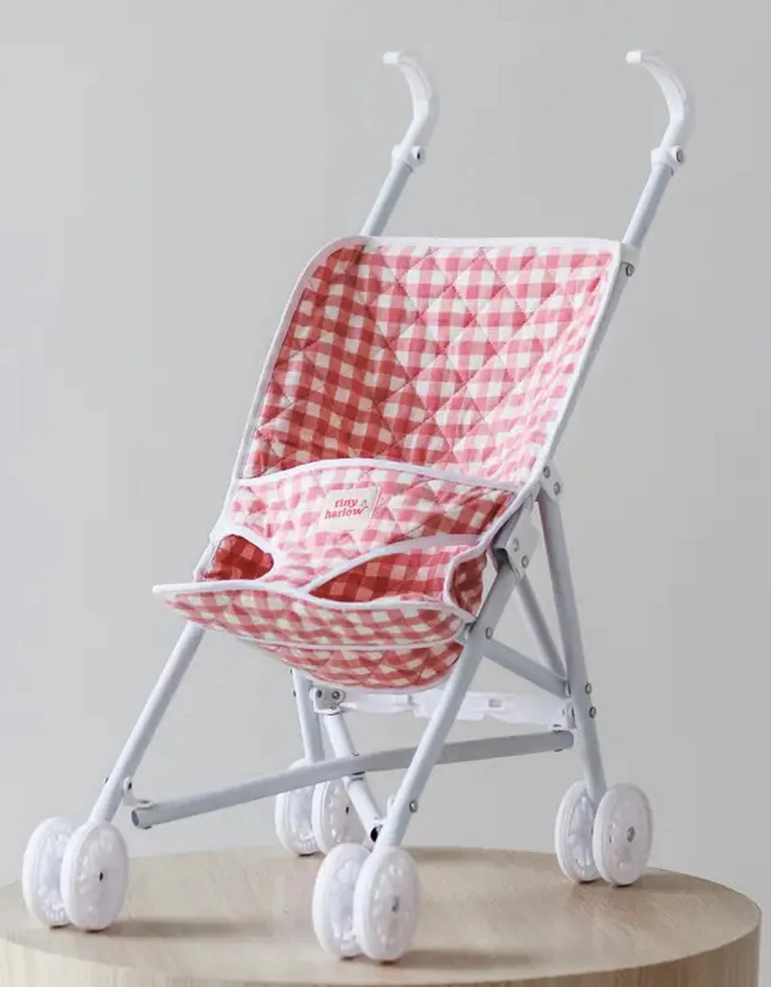 Poussette pour poupée Vichy rose