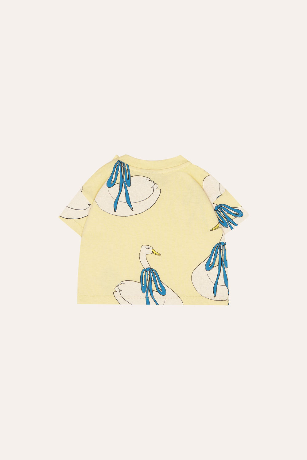 t-shirt pour bébé en coton jaune avec imprimé cygnes partout