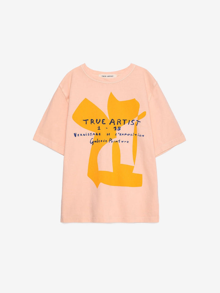 T-shirt en coton biologique saumon doux avec imprimé True Artist sur le devant