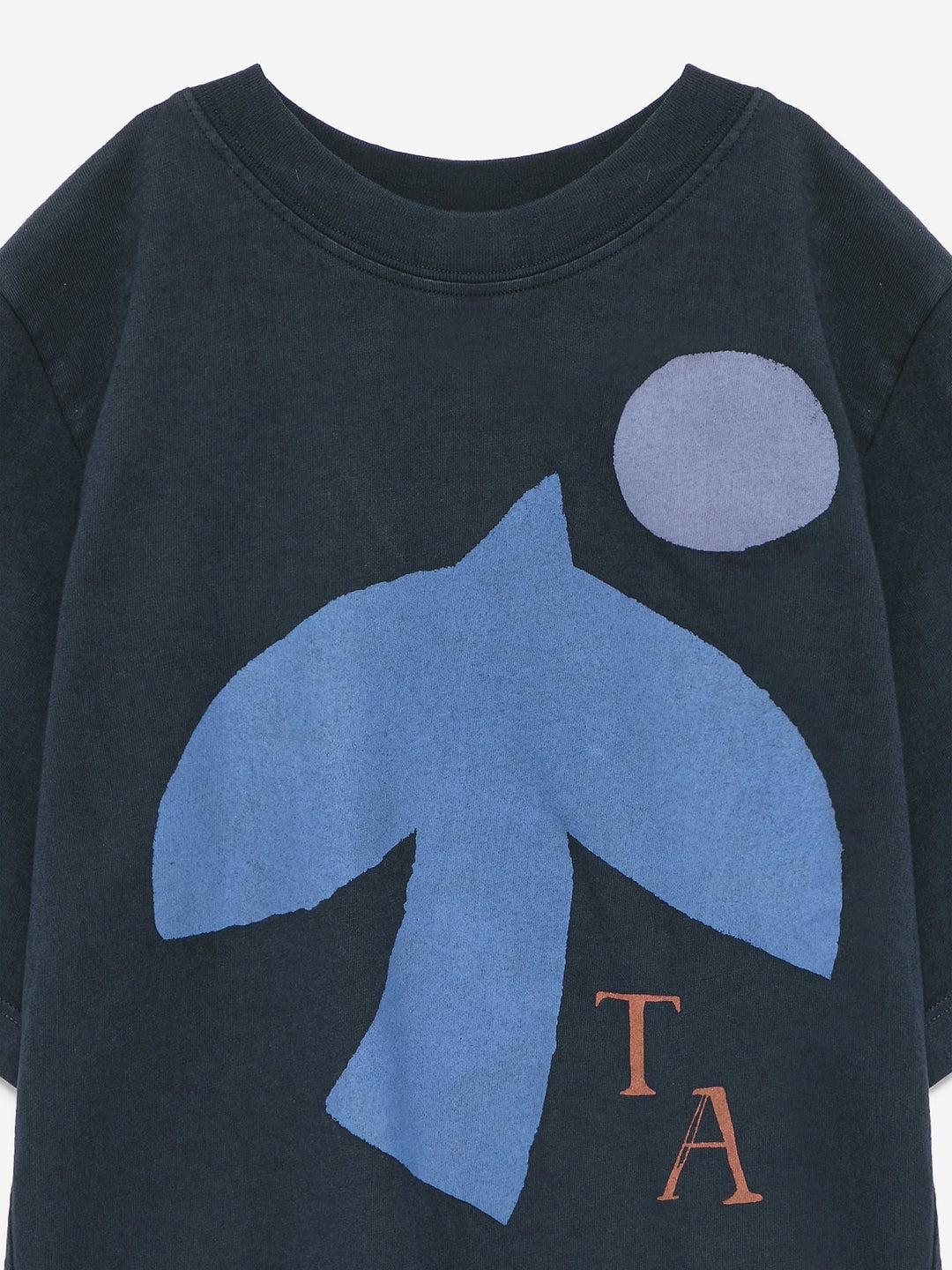 T-shirt pour enfant en coton bleu marin avec imprimé oiseau bleu