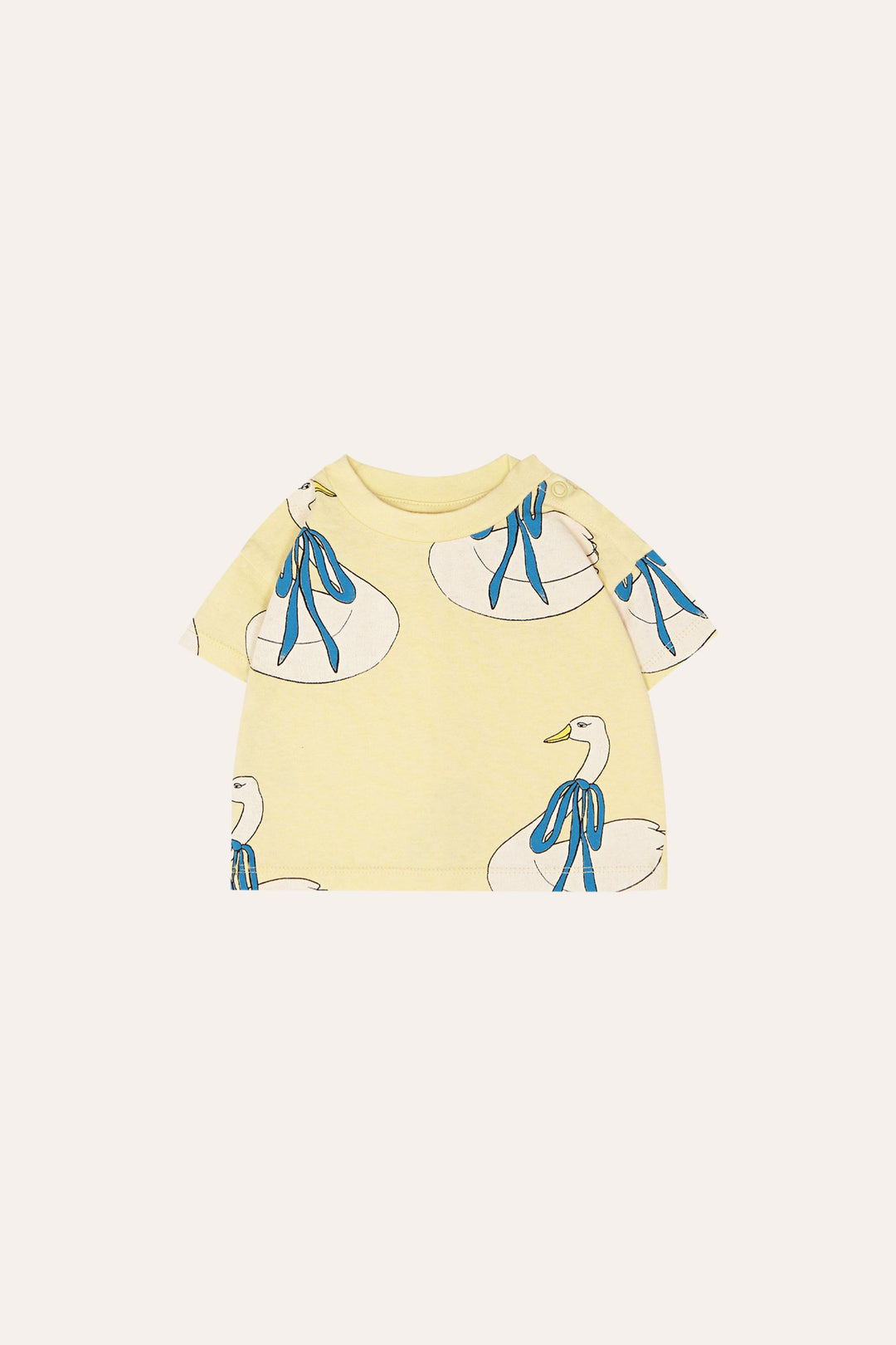 t-shirt pour bébé en coton jaune avec imprimé cygnes partout