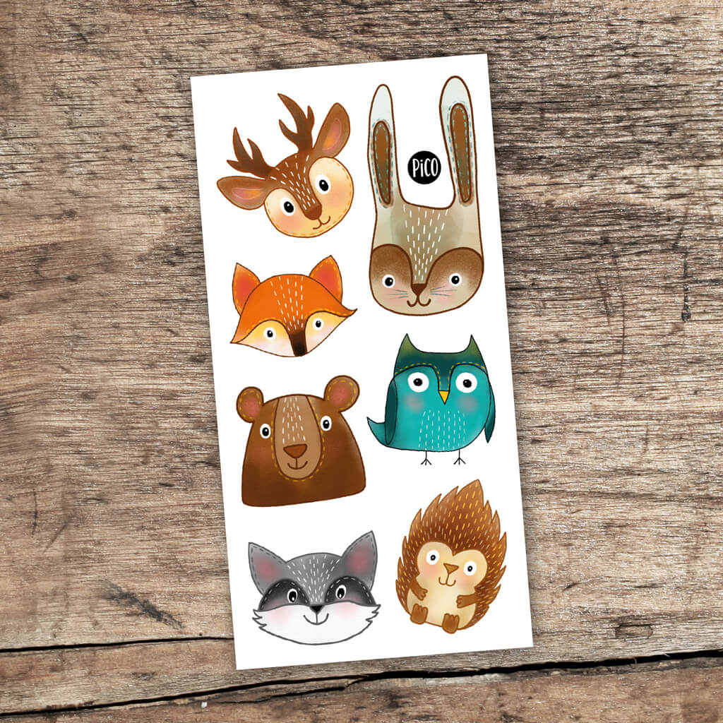 Tatouages temporaires Les animaux de la forêt
