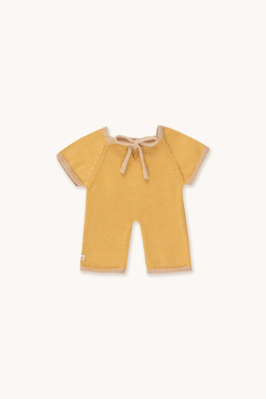 Habits de poupée Gommu Une-pièce en coton tricoté Crème et moutarde
