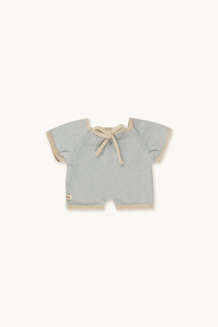 Habits de poupée Gommu Une-pièce en coton tricoté Bleu ciel