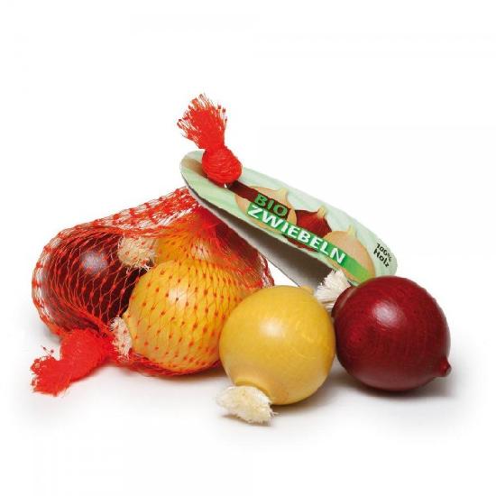 Erzi Montreal Canada wooden onions in a bag oignons en bois dans un sac dinette cuisine pretend-play cooking toy