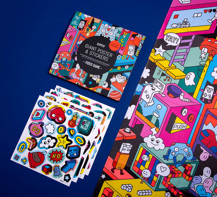 OMY Affiche géante à décorer + Autocollants - Jeux vidéo