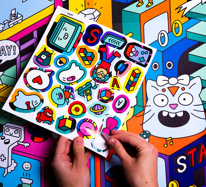 OMY Affiche géante à décorer + Autocollants - Jeux vidéo