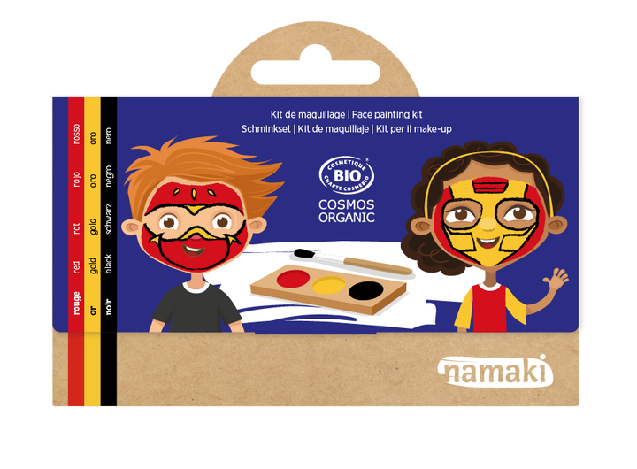namaki maquillage pour enfants kids make up ninja et super heros red gold black
