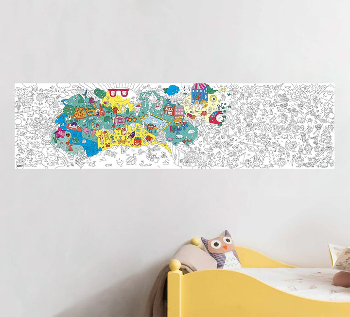 Omy montreal quebec canada frise affiche géante a colorier giant poster frieze 4 seasons saisons coloriage dessin enfants kids drawing coloring