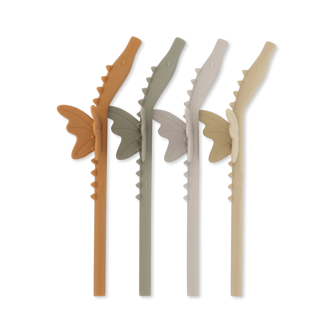 Konges Sløjd - 4 Pailles en silicone Dragon - Caramel