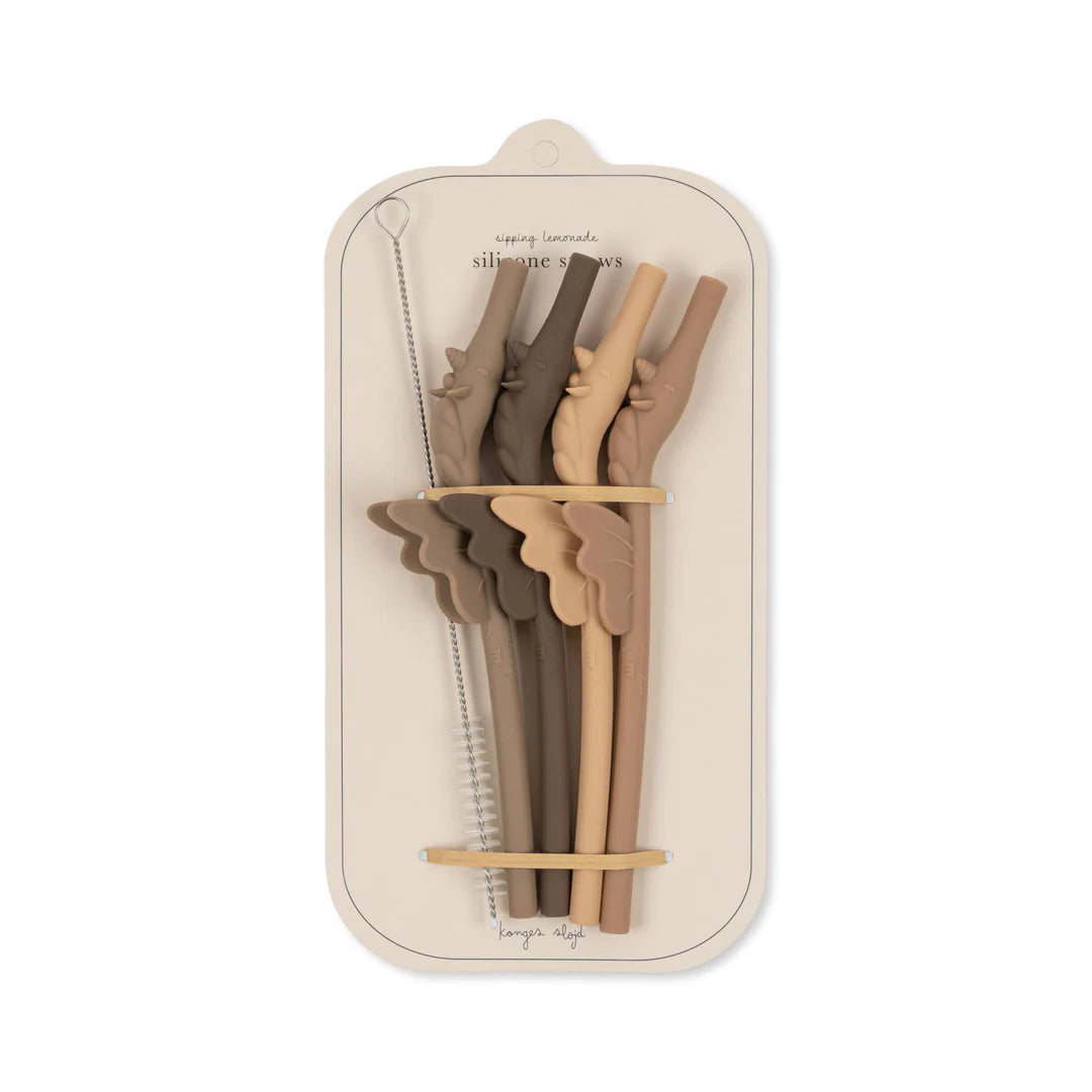 4 Pailles en silicone Licorne Shitaki
