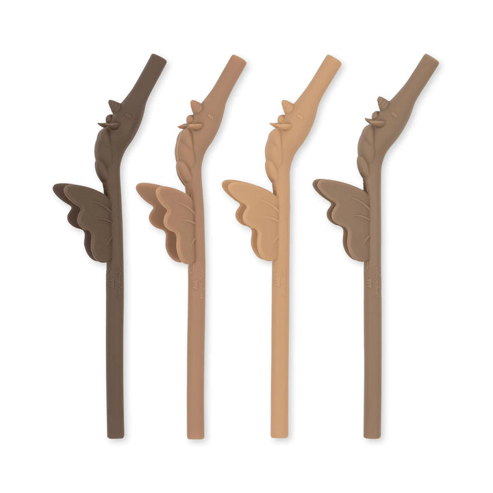 4 Pailles en silicone Licorne Shitaki