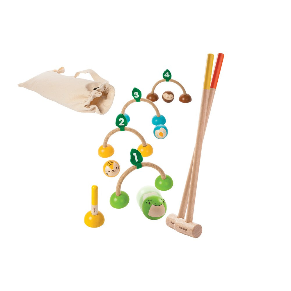 plan toys montreal quebec canada croquet set jeu de croquet extérieur outdoors jouet de bois wooden toy