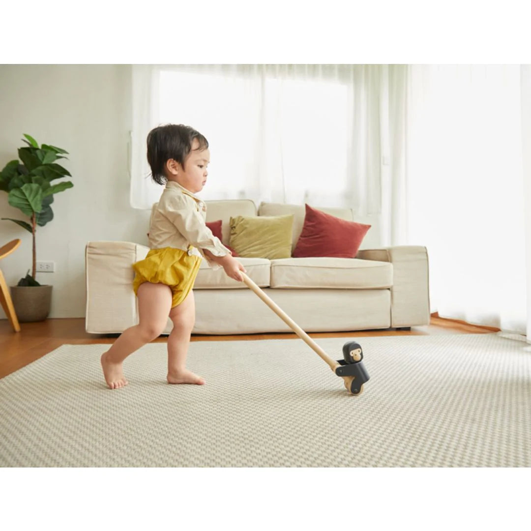 Enfants avec Plan Toys Jouet 2 en 1 à pousser et tirer - Gorilla