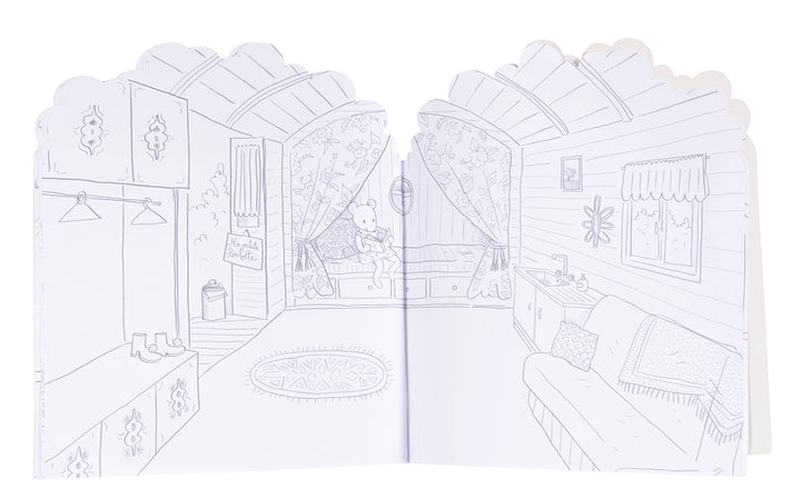 moulin roty ma maison aux 160 stickers coloring book cahier à colorier