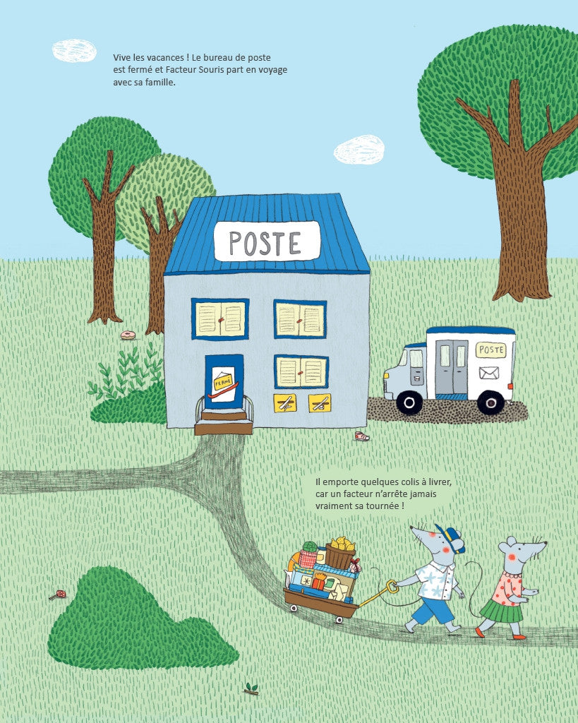 les vacances de facteur souris, écrit et illustré par Marianne Dubuc aux éditions casterman