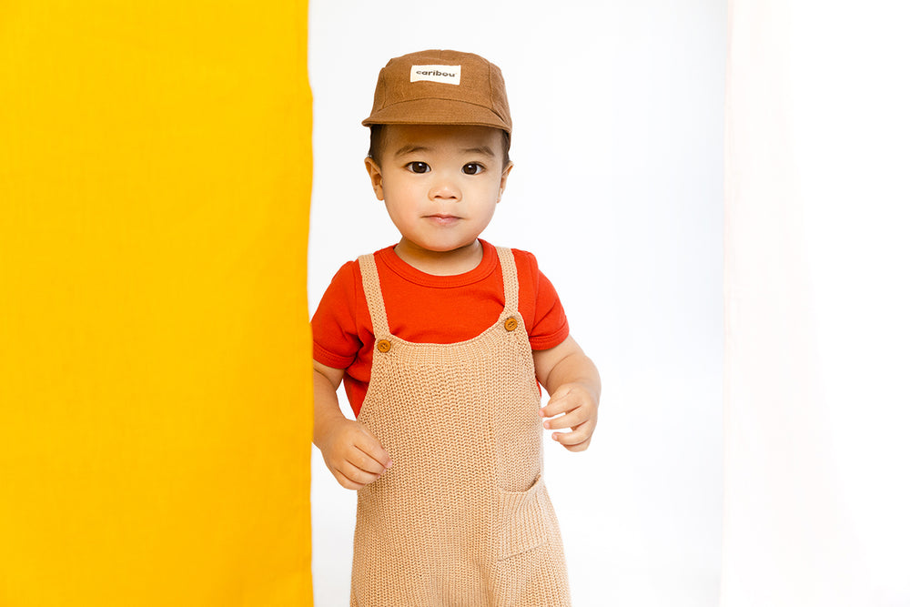 Enfant avec Caribou Casquette en lin Chocolat