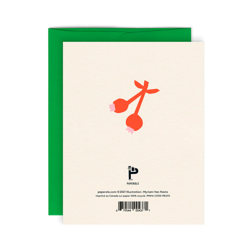 verso de Paperole Carte de souhaits Fruits avec enveloppe vert
