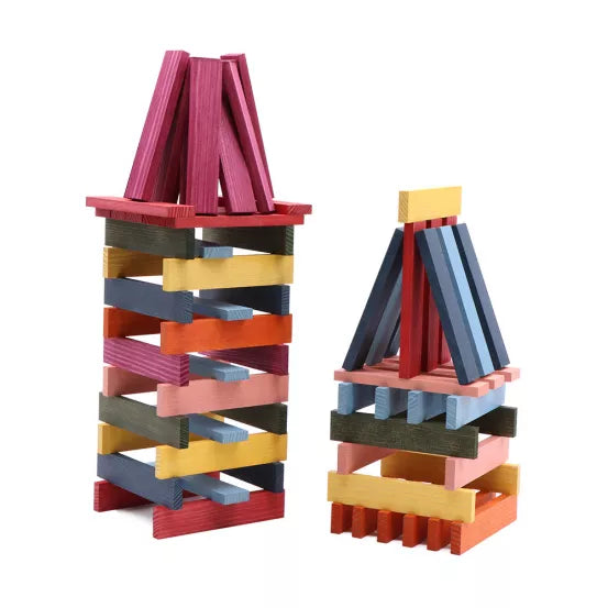 Construction avec Coffret de planchettes en bois multicouleur