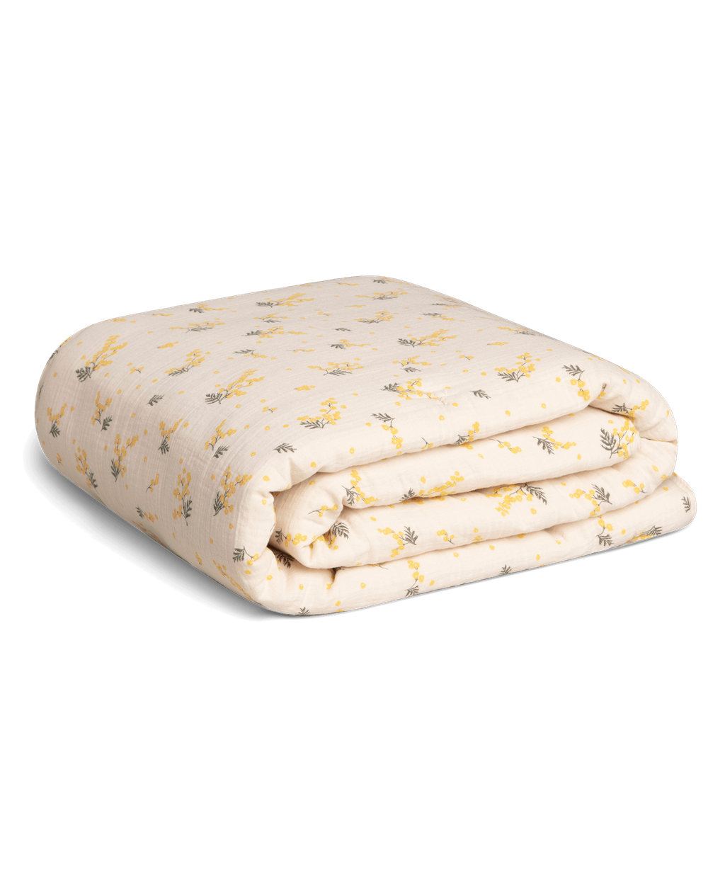 Couette en mousseline beige avec jeune Mimosa