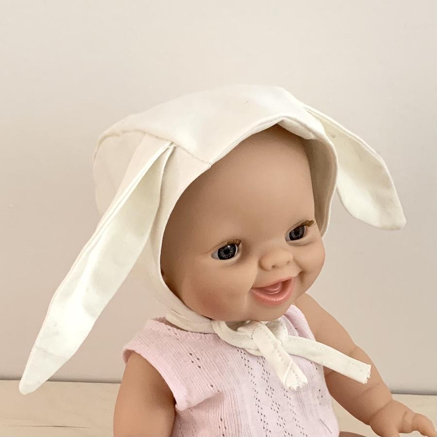 paola reina doll bunny hat linen bonnet lapin lin
