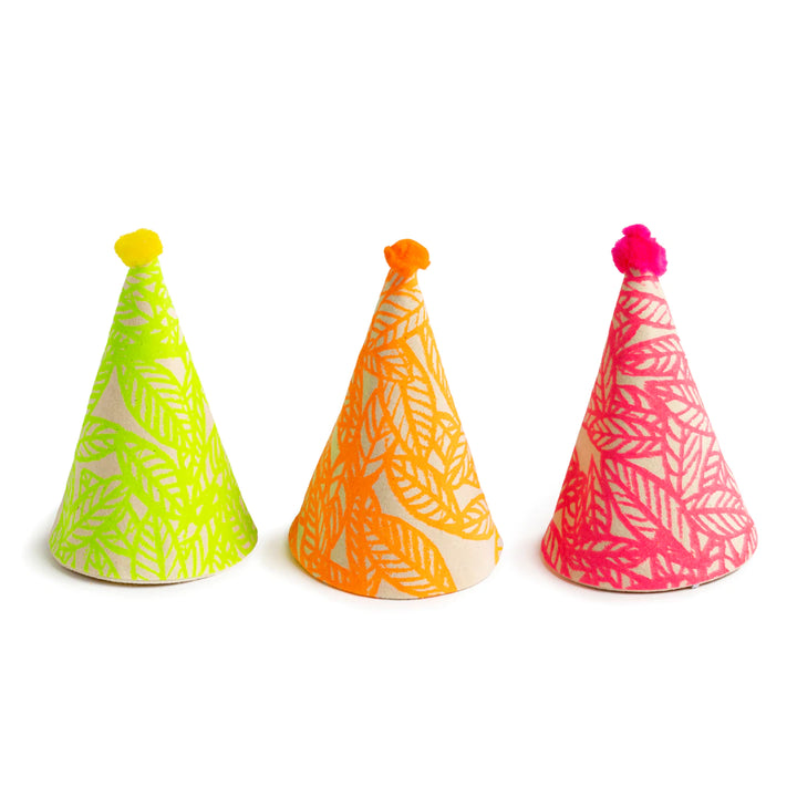 Chapeaux de fête en tissu rose orange vert fluo - party hat neon pink orange green