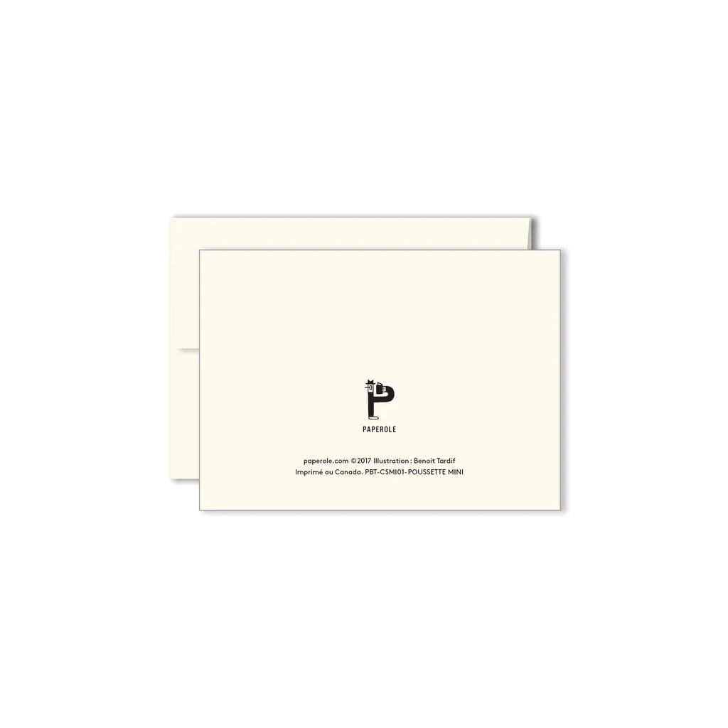 Verso de Paperole Mini carte de souhaits Poussette verte Bravo