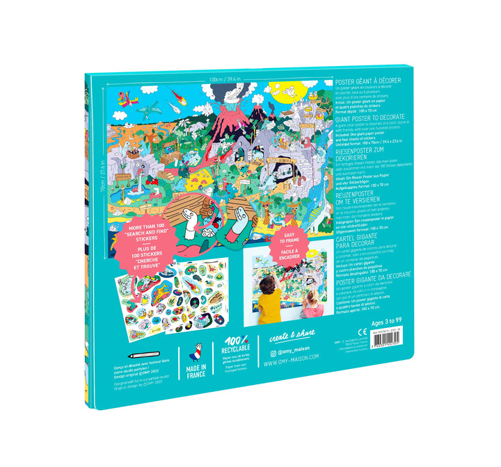 Omy Affiche géante à décorer + Autocollants - Dinos