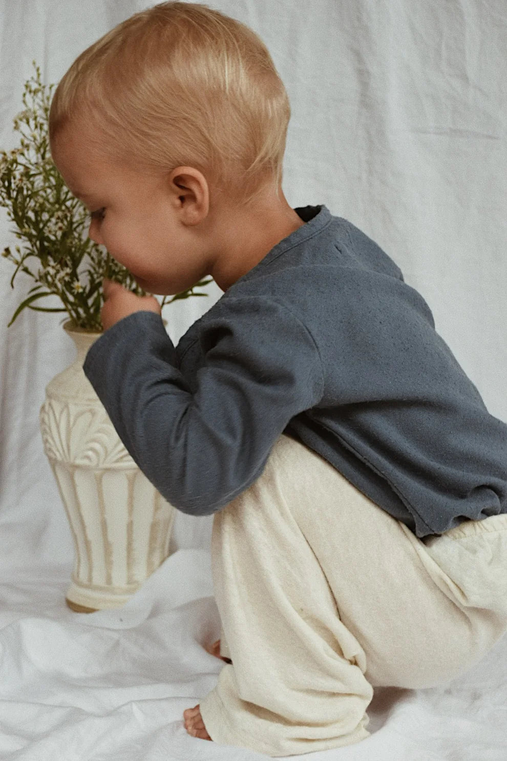 Enfant avec Cabane Cardigan Take care bleu