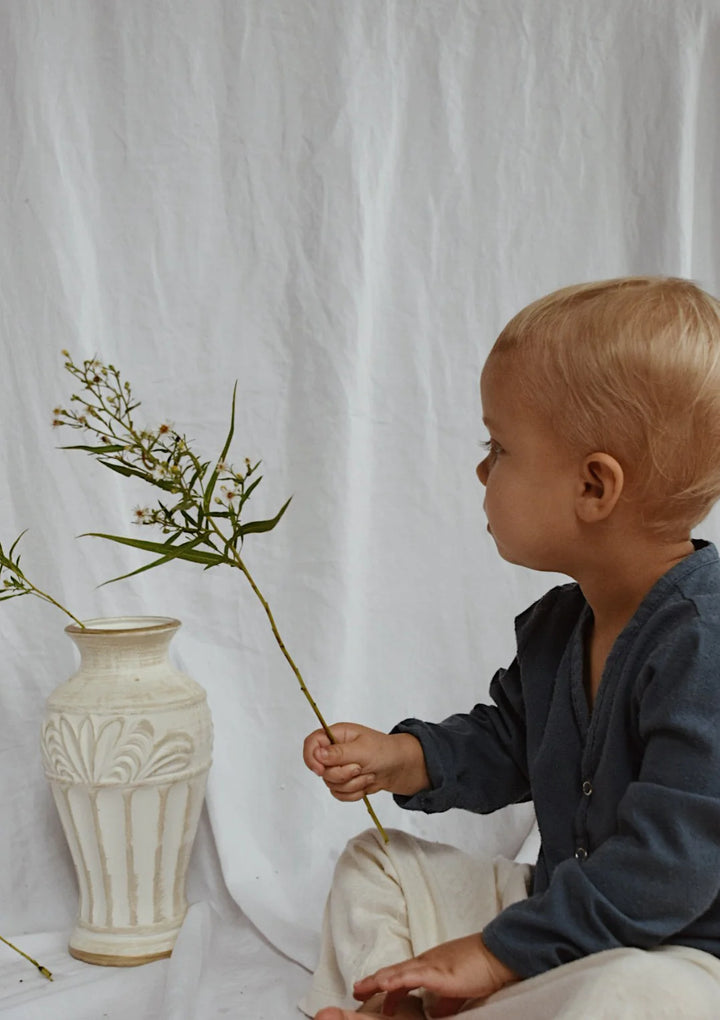 Enfants avec Enfant avec Cabane Cardigan Take care bleu
