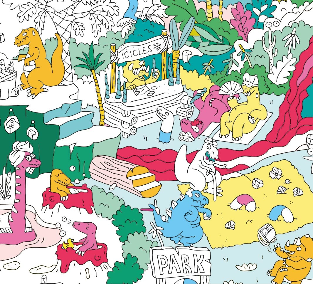 Omy Montreal Canada affiche géante à colorier dino dinos giant coloring poster