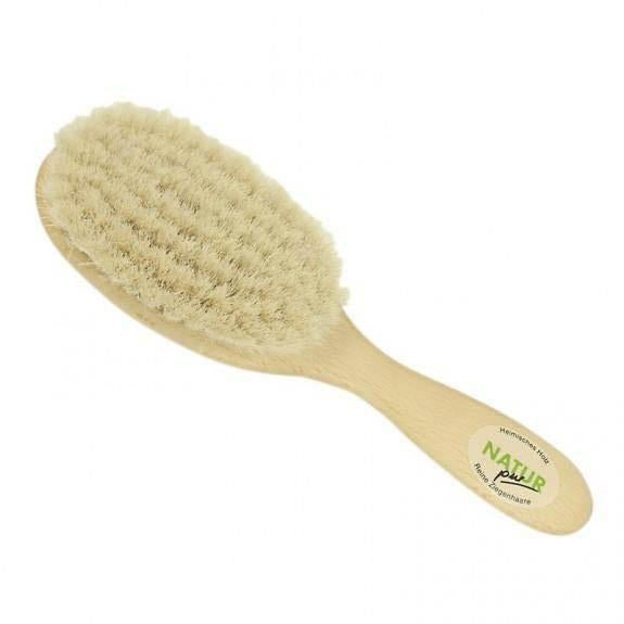 Gluckskafer baby hair brush goat hair poils de chèvre brosse à cheveux naturelle pour bébé bébés touts-petits toilette bain bath hygiene 