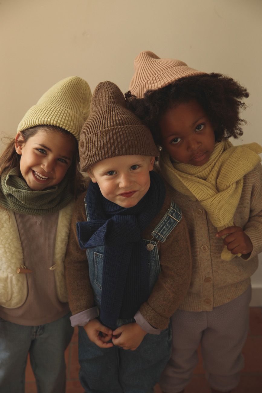 Enfants avec Hvid Tuque en mérinos Fonzie