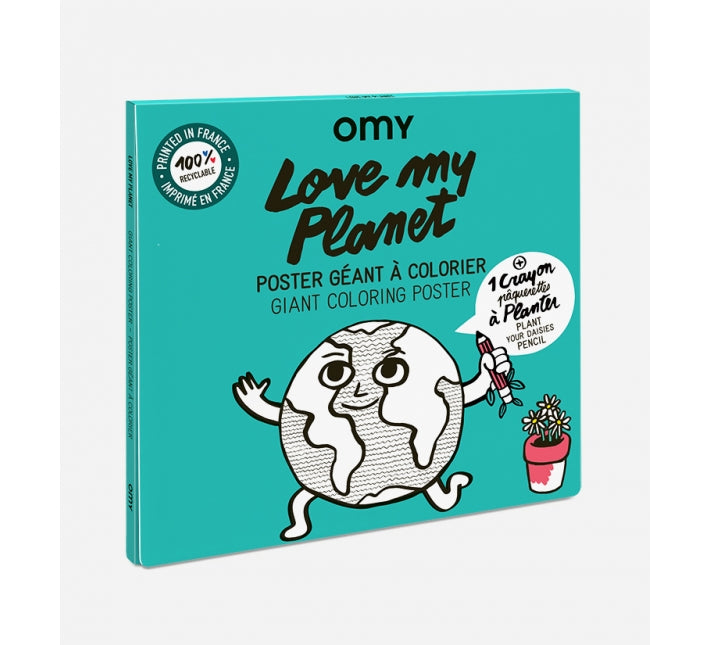 omy giant coloring poster affiche géante à colorier LOVE MY PLANET j'aime ma planète POS59