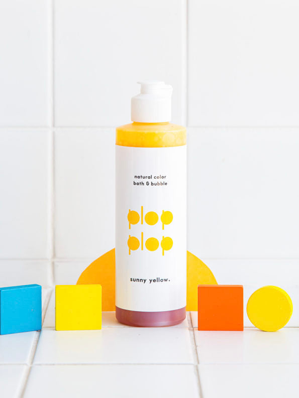 bottle of plop plop bubble bath by nahthing project in sunny yellow