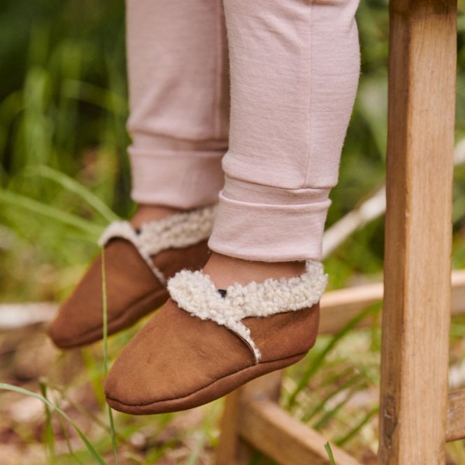 Chaussons en cuir doublés Cinnamon