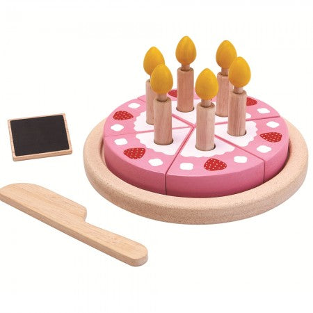 Plan Toys Montreal Quebec Canada birthday cake set ensemble gâteau d'anniversaire wooden toy jouet de bois pretend-play imagination faire semblant pour enfants kids 