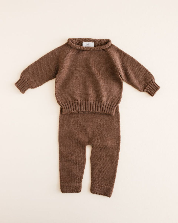 Hvid - Pantalon en mérinos Guido - Moka