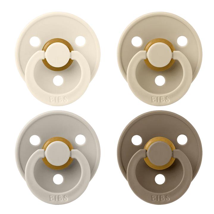 4 pack suces en caoutchouc naturel Bibs Ivory/Sand/Vanilla/Dark oak