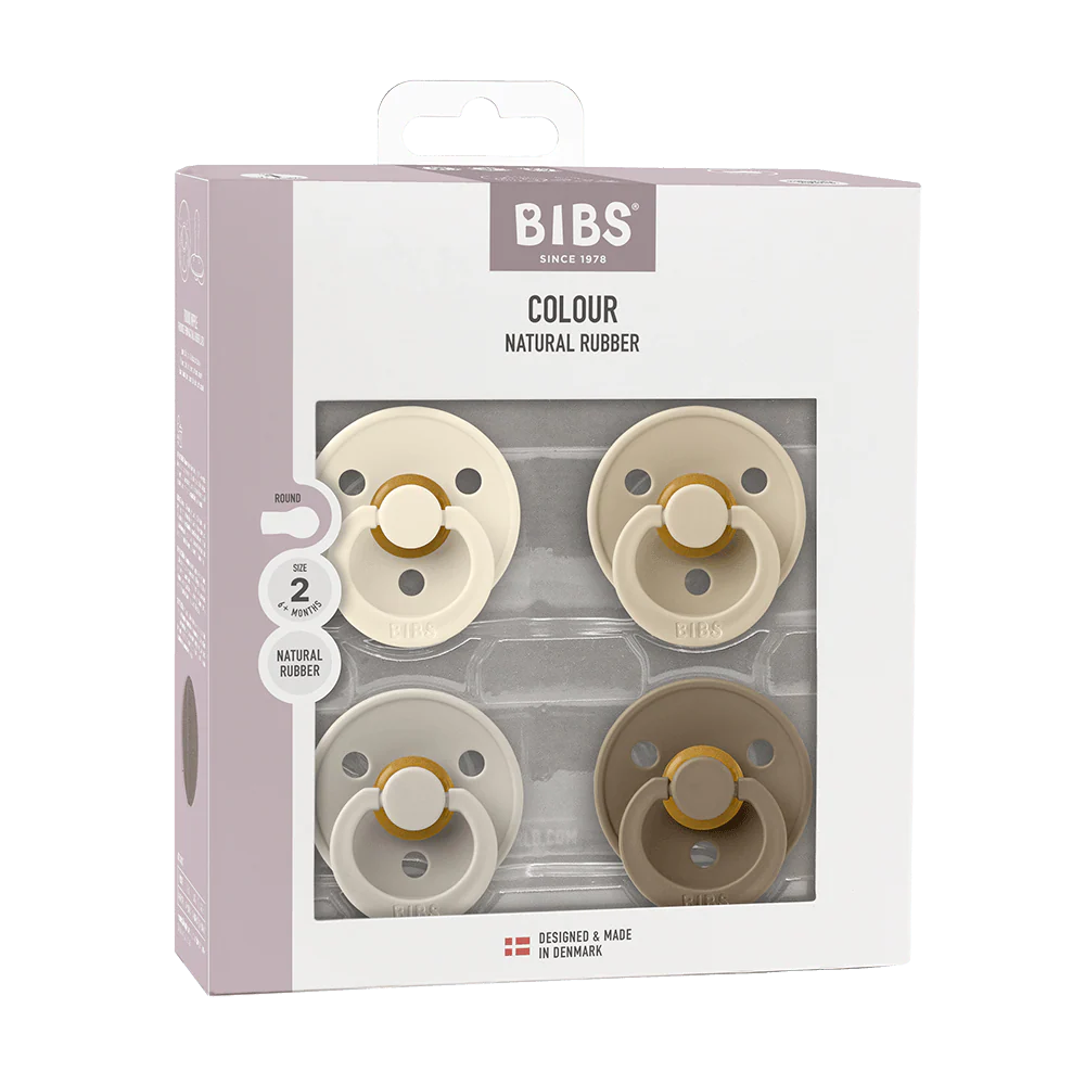 4 pack suces en caoutchouc naturel Bibs Ivory/Sand/Vanilla/Dark oak