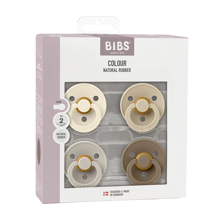 4 pack suces en caoutchouc naturel Bibs Ivory/Sand/Vanilla/Dark oak