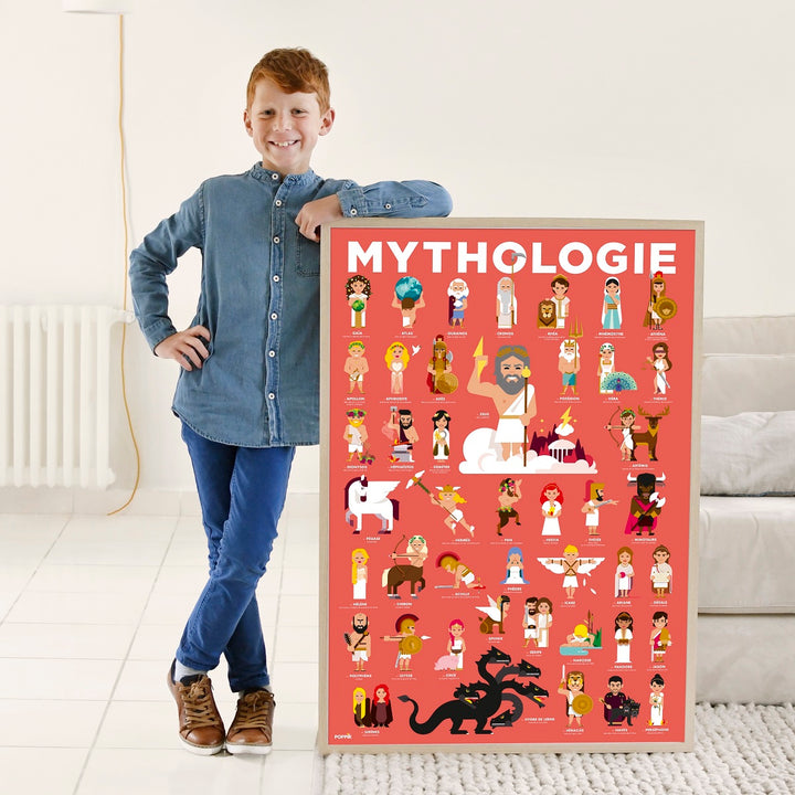 Enfant avec Affiche découverte et autocollants repositionnables Mythologie