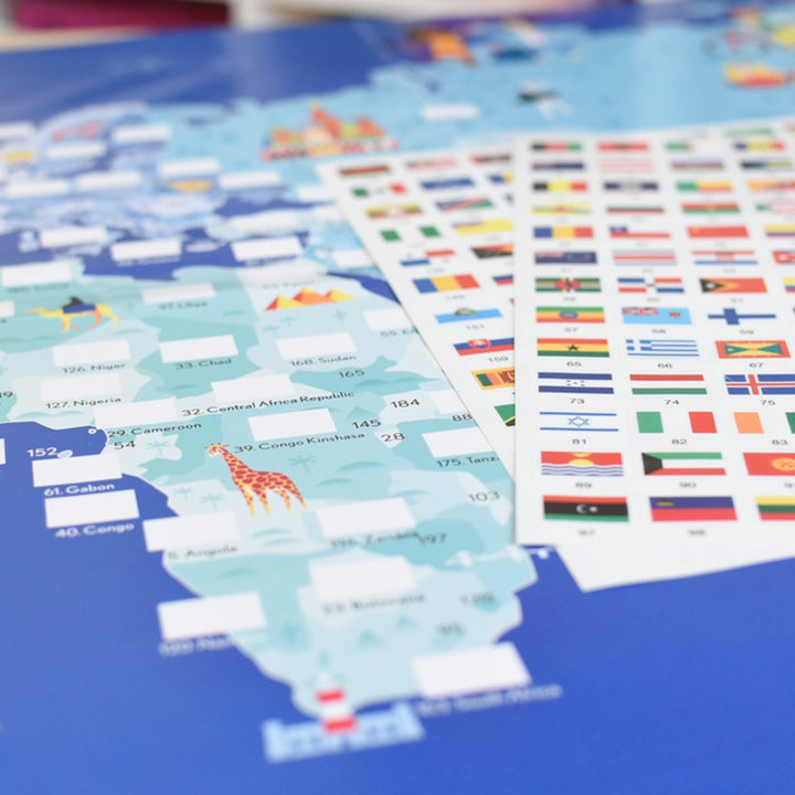 Affiche découverte et autocollants repositionnables Drapeaux du monde
