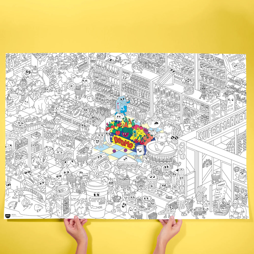 Affiche géante à colorier supermarché